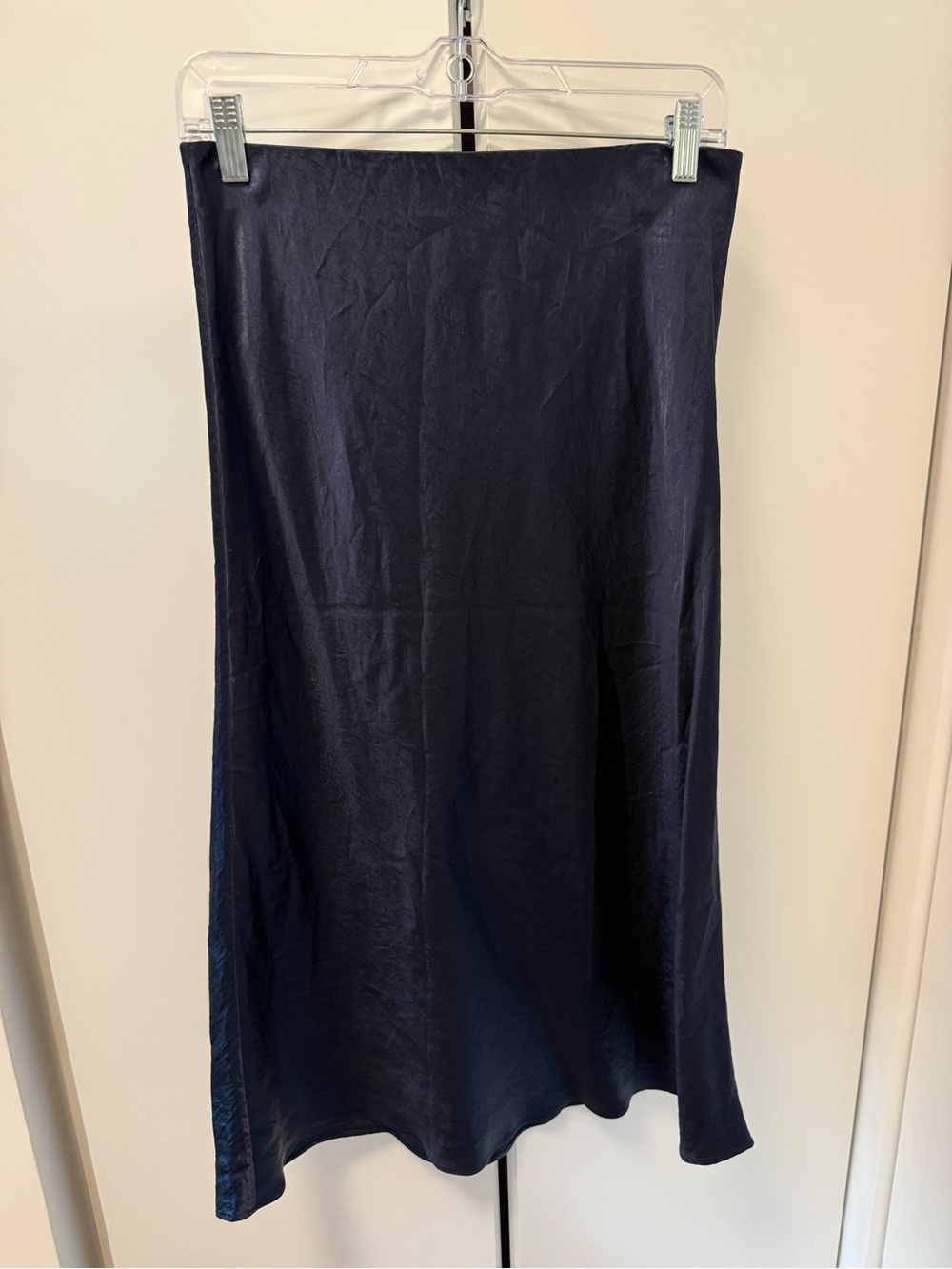 Aritzia Navy Satin Midi Slip Skirt
